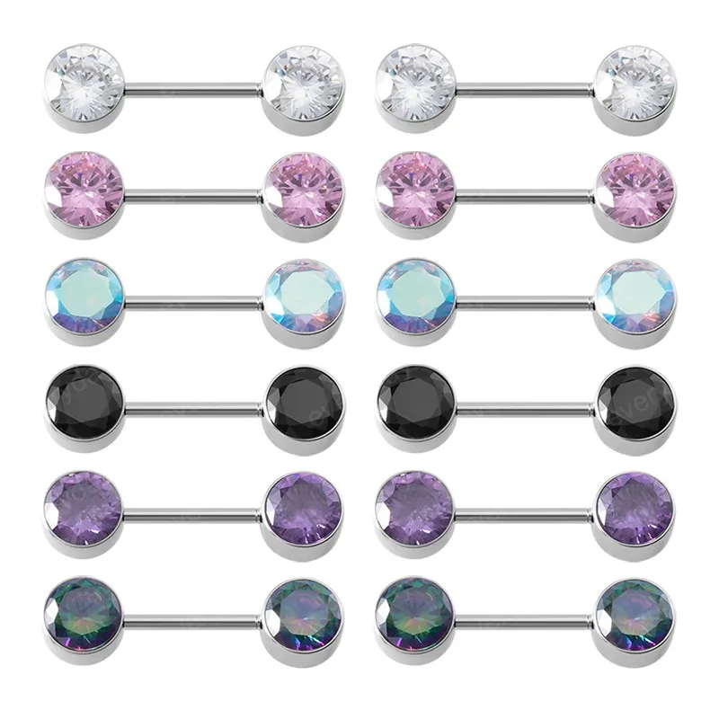 Nipple Piercing Bar Zircon Mamelon Anneau Cristal Du Sein Bouclier En Acier Inoxydable Barbell Stud pour Femmes Sexy Corps Bijoux