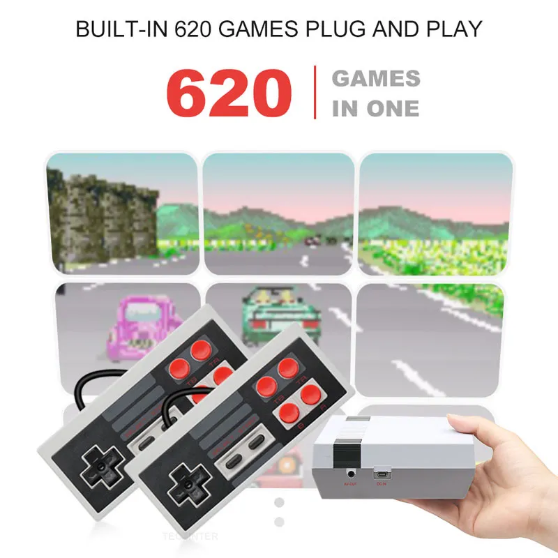 Мини-телевизионная игровая консоль 8 бит ретро классический портативный игровой игровой игрок встроенный 500/620/600 Nes Games Video Game Console Toy