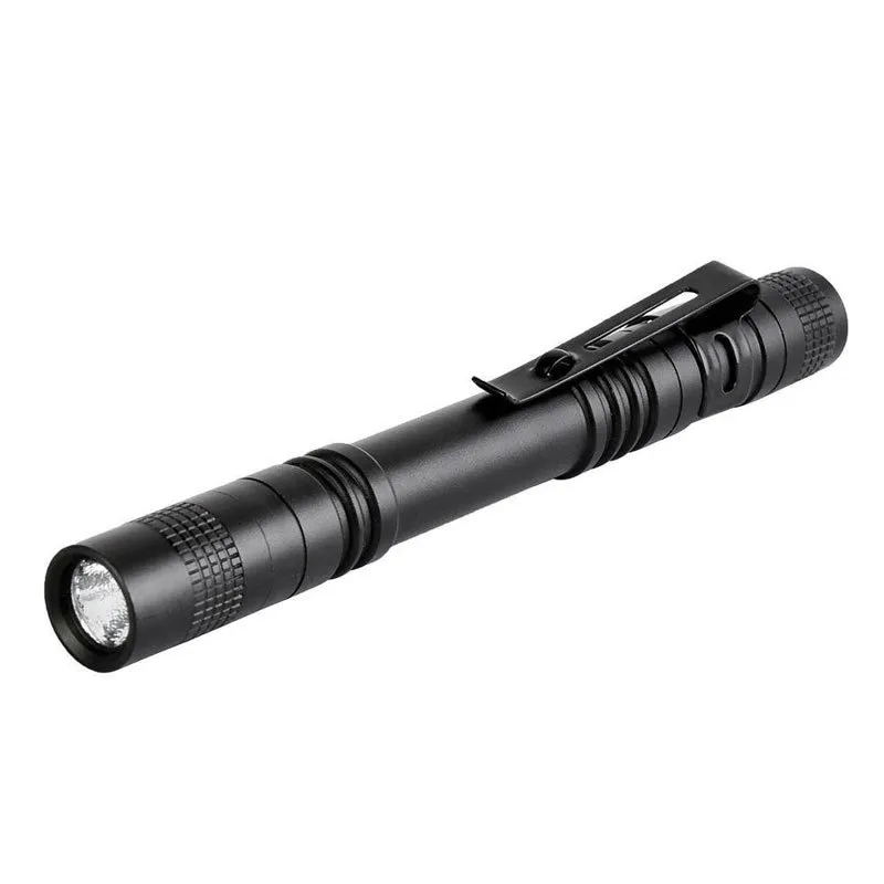 Partihandel XPE LED ficklampa Outdoor Pocket Portable Torch Lamp 1 Mode 300lm Pen Ljus Vattentät Penlampa med Pen Clip 130 W2