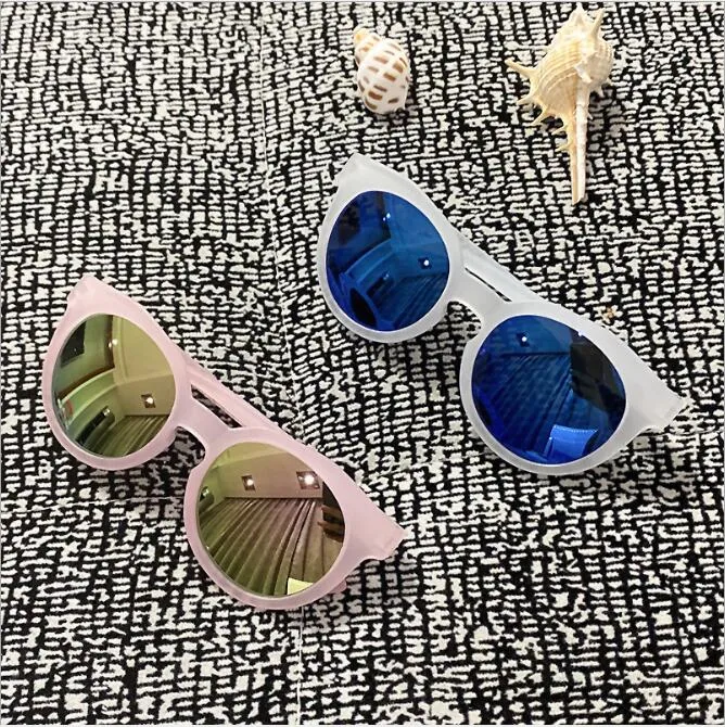 Kinder Sonnenbrille Candy Farbe Mode Sonnenbrille Blenden Reflektierende Sonnenschutz Brille Baby Outdoor Reise Metall Rahmen Brillen Bunte B7713