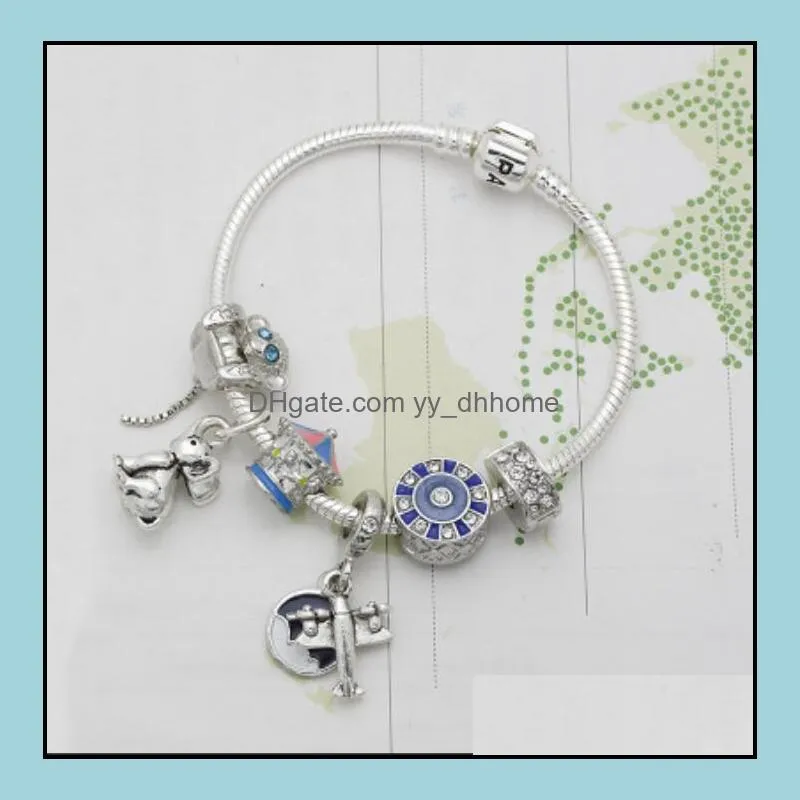 18-21CM Charm Bracelet 925 Silver Bracelets Life Tree Pendant Charms Bead Bangle snake chain as Christmas Gift Diy Jewelry Accessories