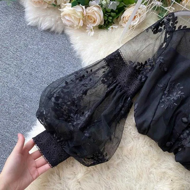 Blouse col montant smocké noir femme | Cache Cache