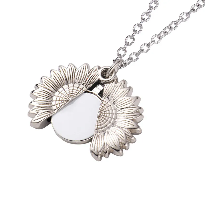 Thermal Transfer Pendant Sublimation Sunflower Necklace Zinc Alloy Blank Neclaces Silver and Gold Metal Ornaments A02