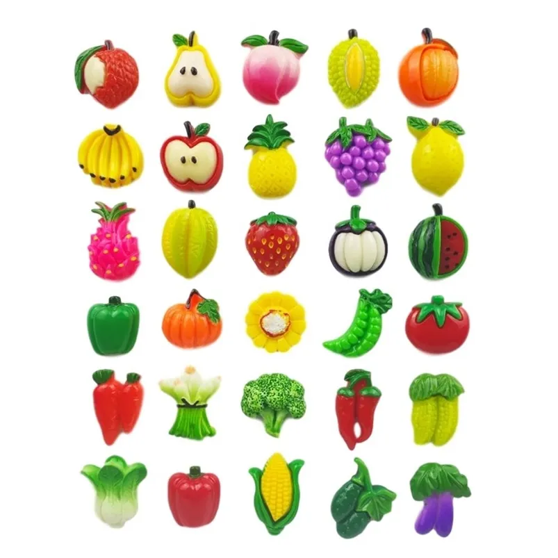 30 pezzi / set frutta e verdura forte frigorifero magnete frigorifero bordo adesivo magnetico casa cucina decorazione ufficio souvenir 210722