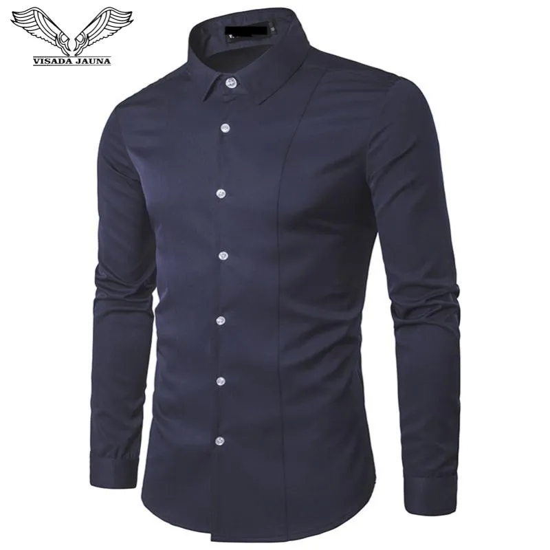 Männer Kleid Hemden DA JAUNA 2021 Formale Herren Hemd Fit Slim Männer Solide Homme Langarm Europäische Größe S-XXL Anlass N9045