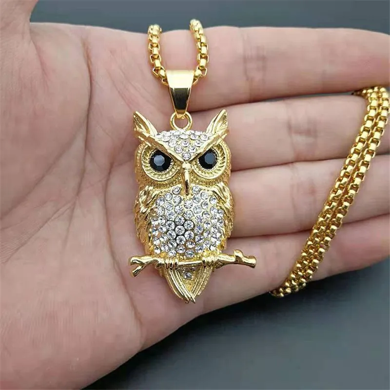 Gold Iced Out Owl Gold Owl Pendant For Women Hip Hop Style With Stainless Steel Animal Bling And AAA CZ Perfect Jewelry Gift From Guozhuwu 15.39 DHgate.Com