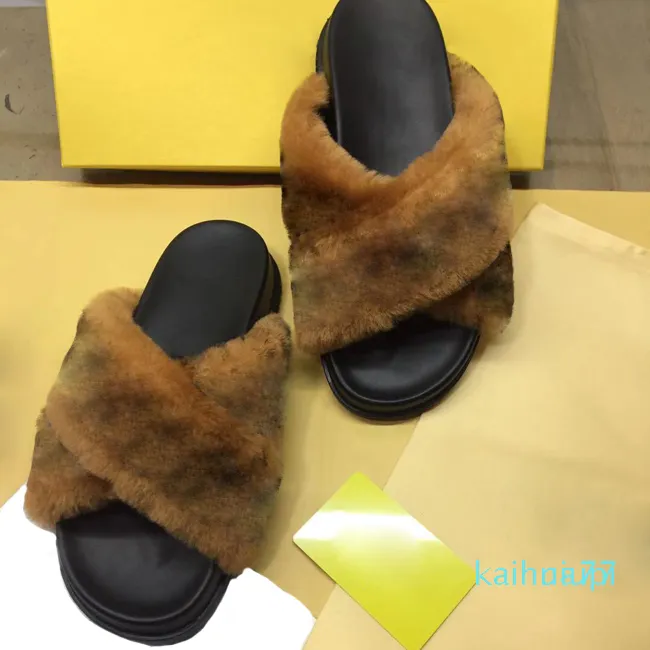 2021 Pantofole in pelliccia di volpe Presentazioni aziende produttrici giochi Scarpe pelose Fuffly Pantofola Infradito Sandali Ciabatte Sandalo Scarpe estive Donna US4-11 niupi