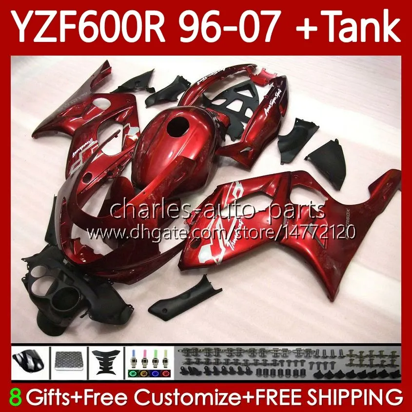 Lichaam + tank voor Yamaha Thundercat YZF600R YZF 600R 600 R 96-07 Carrosserie 86NO.73 YZF-600R 1996 1997 1998 Dark rood 1999 2000 2001 YZF600-R 96 02 03 04 05 06 07 Valerijen