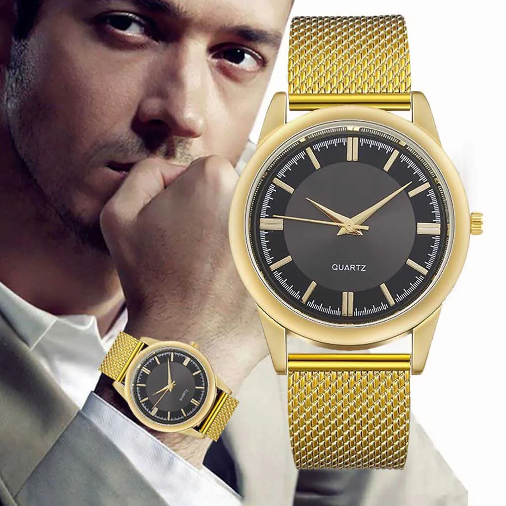 Herren Mode Ultra Dünn einfache Uhren Business Edelstahl Mesh Belt Quarz Uhr