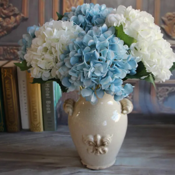 Decorative flower Party Supplies Artificial Hydrangea Head 47cm Fake Silk Single Real Touch different Colors for Wedding Centerpieces Home decoration RH01318
