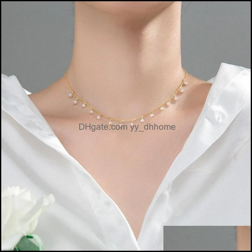 Chains A00981 Classic Natural Freshwater Baroque Pearl Clavicle Choker Necklace For Women 925 Sterling Silver Wedding Jewelry