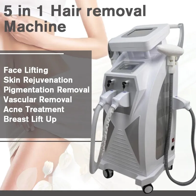 معدات تجميل متعددة الوظائف 5 في 1 وظيفة متعددة الوظائف HR IPL LASER REMOVAL ND YAG Tattoo Skin Rejuvenation Machine