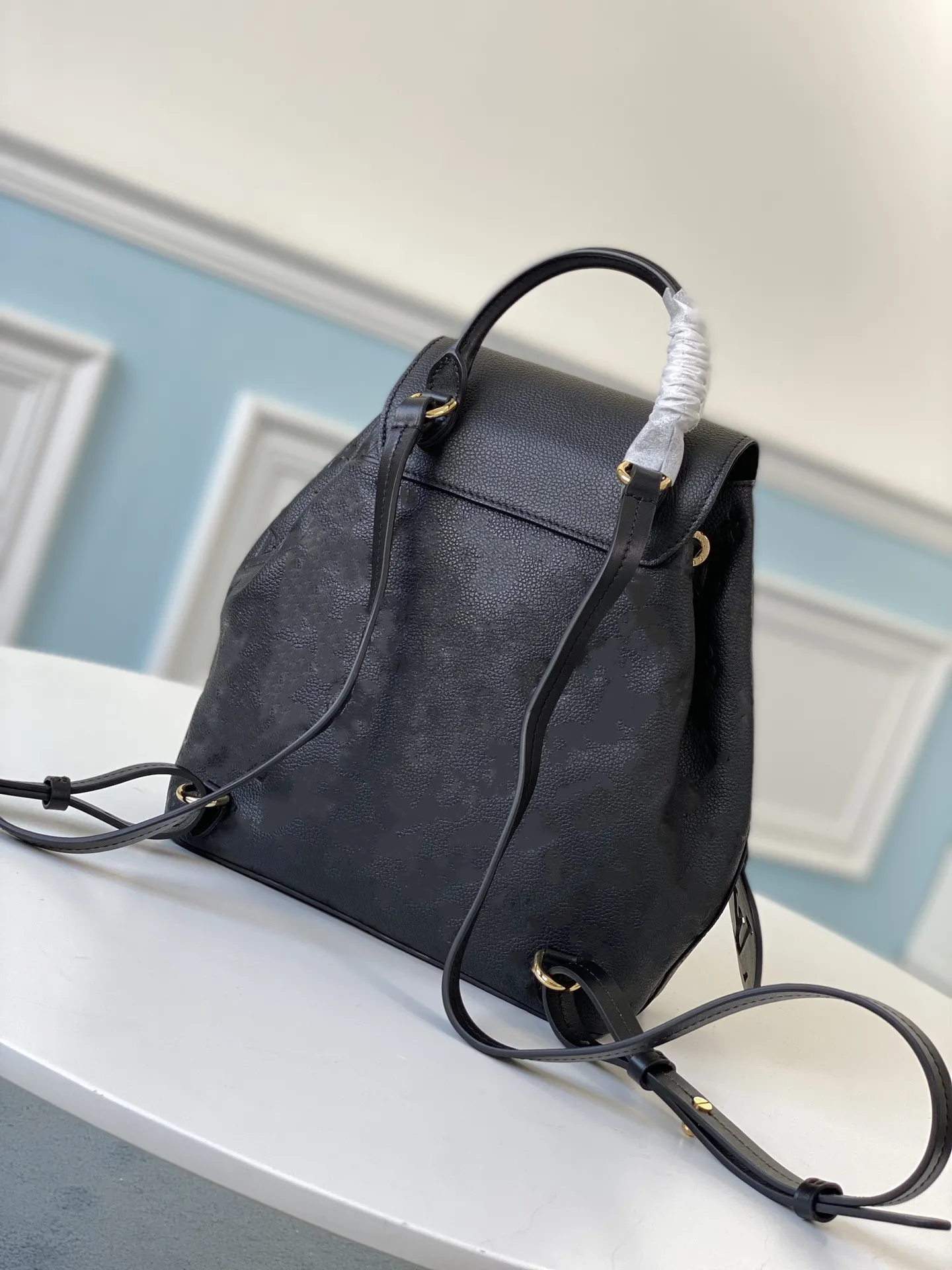 2021 Backpack School Bags Shoulder Bags Removable Shoulder Strap Cowhide Genuine Leather Fashion Letter Pattern String Black High Quality