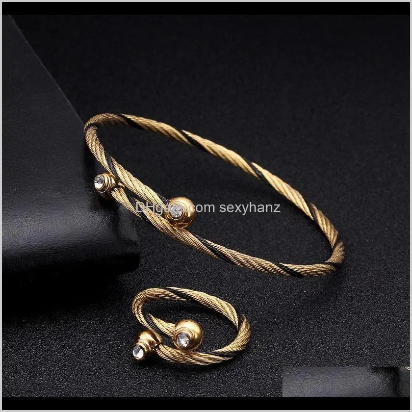 Unique Braided Women Stainless Steel Open Cuff Bracelets Brand Sporty Chain Link Charm Crystal Bracelets Female Ladies Jewelry