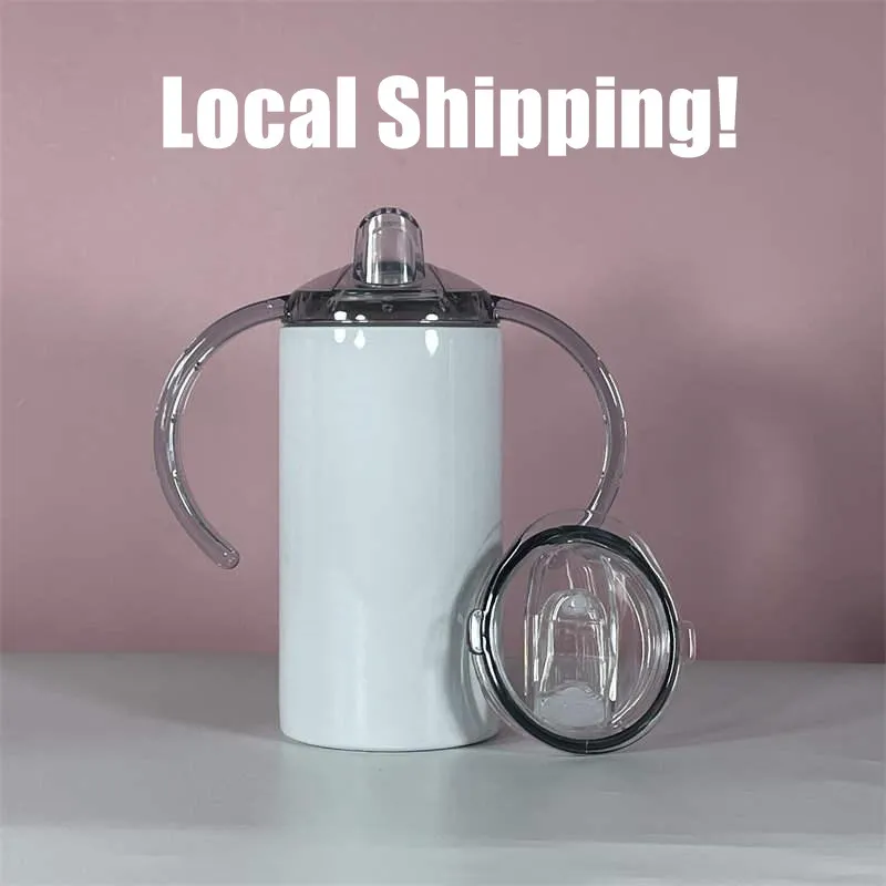 Lokalt lager sublimering sippy cup med dubbla lock 12oz kaffemuggar termiska överföring barn koppar isolering vatten flaska a02