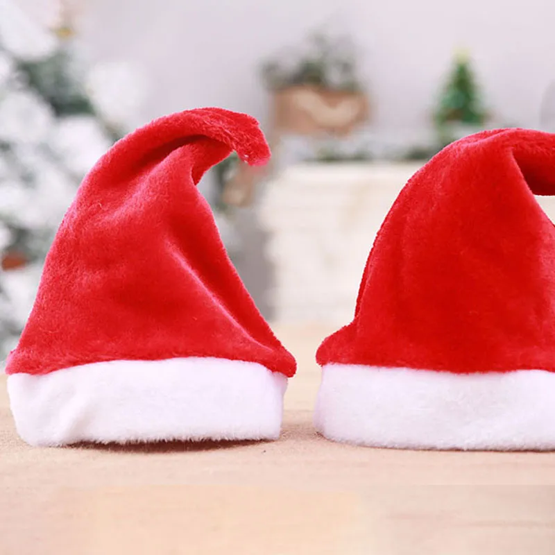 Christmas Sublimation Hat Soft Short Plush Mini Ornaments Hats White Blank DIY Gift Headdress for Kid Festive Party Supplies