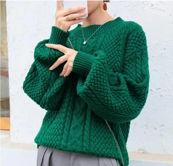 Alfaiate Sheep 2019 Autumn Inverno Inverno Novo Cashmere Sweater Women Lantern Mangas lanternas soltas Pullover de tamanho grande feminino Big Jumpers