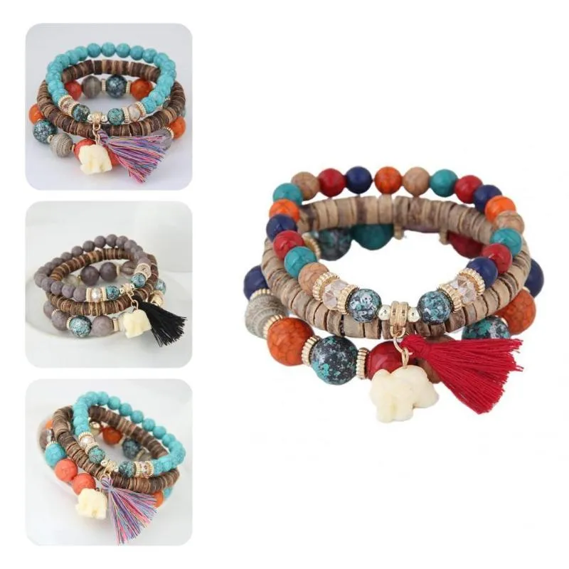 Bangle Handmade Lightweight Elephant Dangle Tassel Multicolor Bracelets For Party