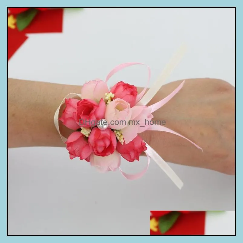 wedding favors wedding decorations wedding flowers artificial flower wrist corsage bridesmaid hand wrist flower sisters flower