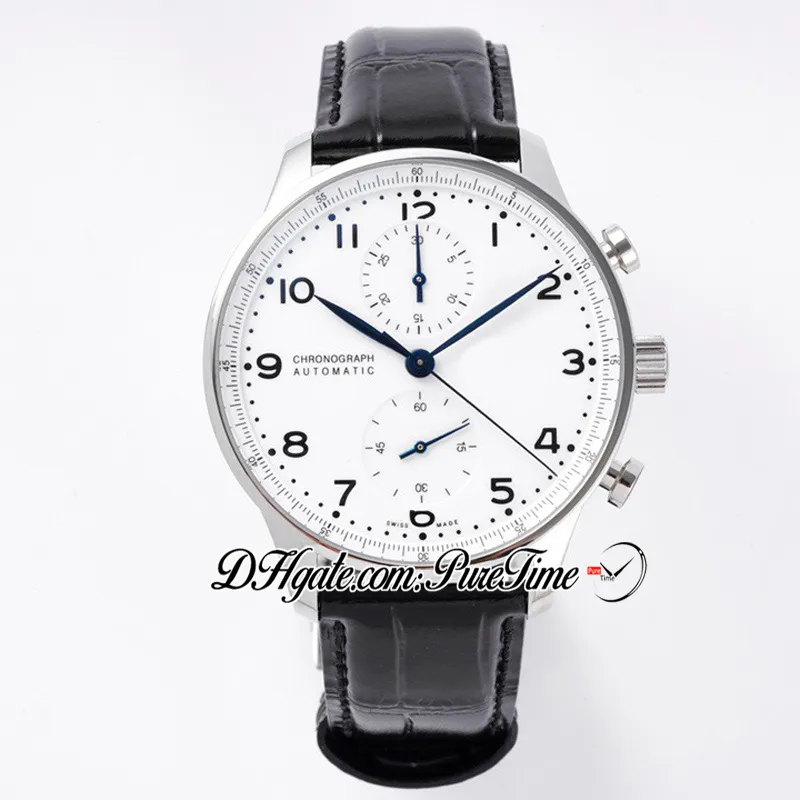 2021 ZFF Chronograph Edition 150 Years 371602 Edition White Dial A96355 Automatisk Chrono Mens Watch Black Leather278R