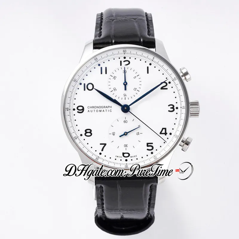 2021 ZFF Chronograph Edition 150 år 371602 Edition White Dial A96355 Automatisk Chrono Mens Watch Black Leather230o