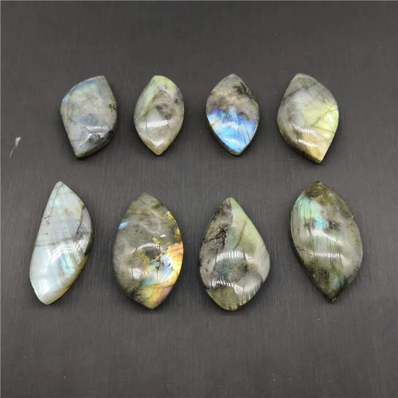 Decorative Objects & Figurines 1pcs Natural Tree Leaf Labradorite Crystal Moonstone Rough Polished Jewellery Pendant Collectables Colorful S