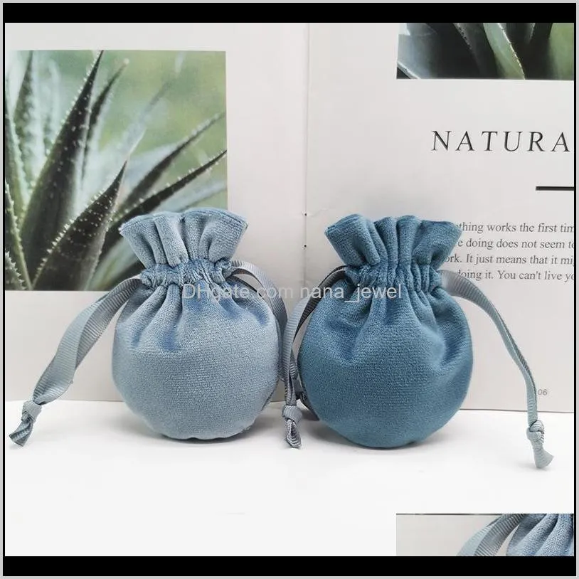round velvet jewelry bag with drawstring dust proof jewellery cosmetic storage gift packaging pouches for boutique retail shop package