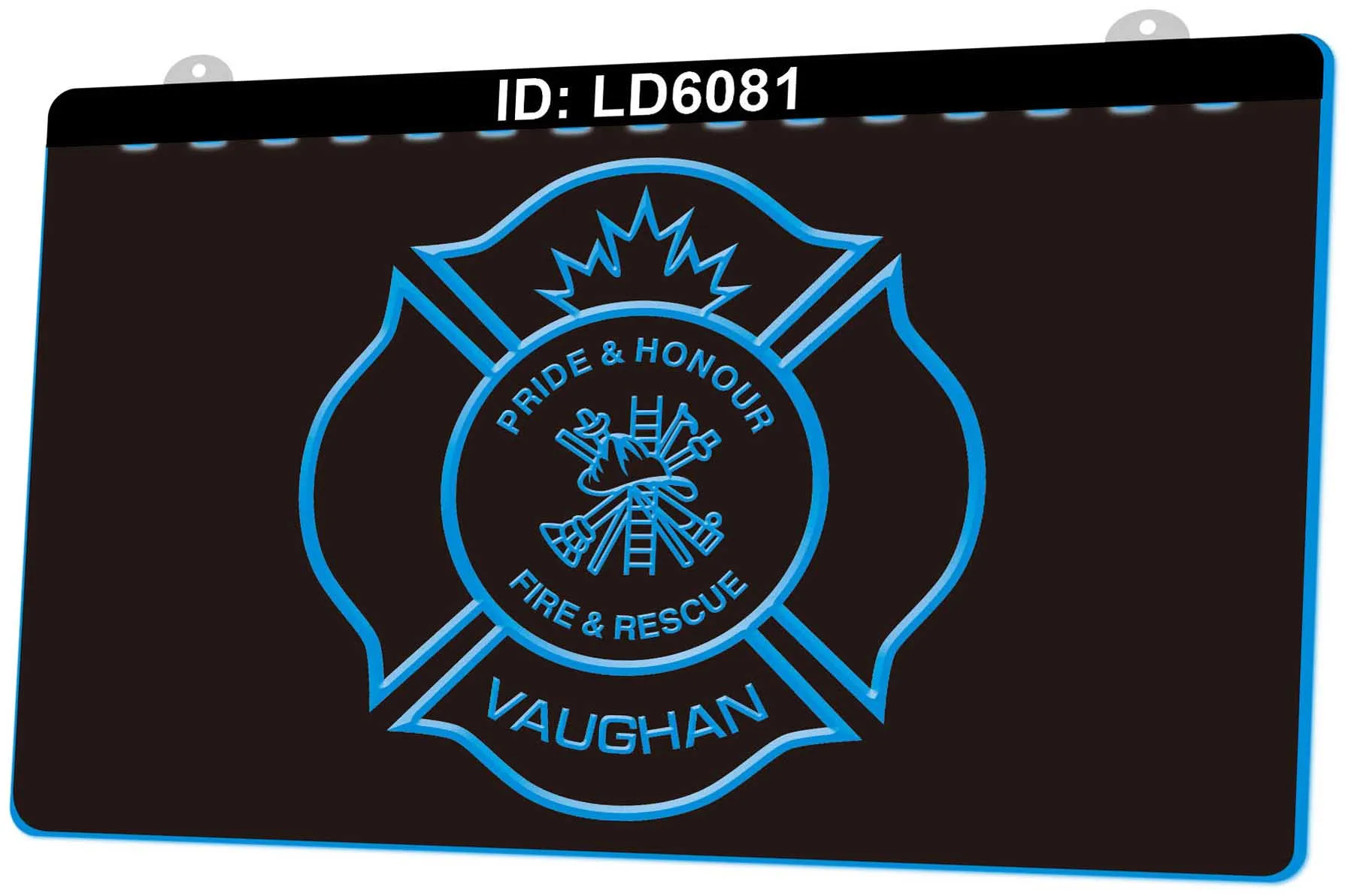 LD6081 Pride Honor Fire Rescue Vaughan Gravure 3D Signe lumineux LED Vente en gros au détail