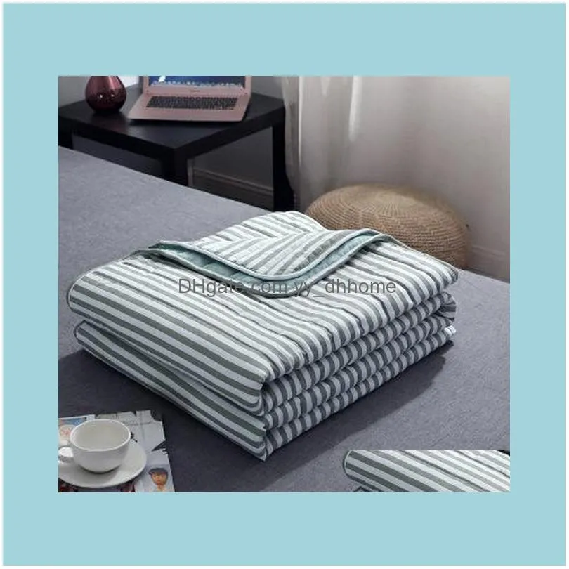 New Simple Fashion Air Conditioning Quilt Bedspread Soft Throw Blanket Summer Stripe Plaid Comforter Bed Cover1