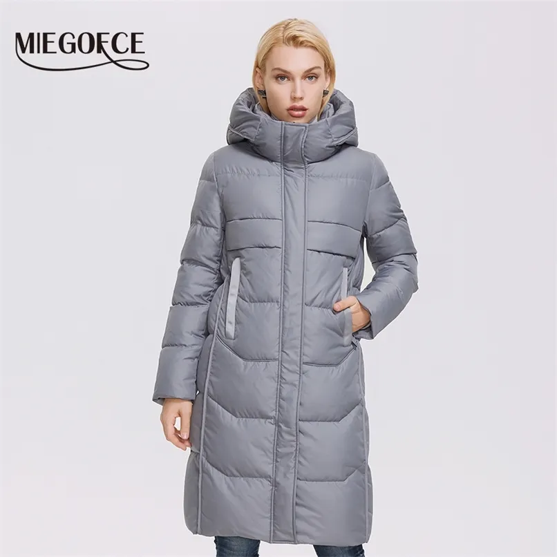 Miegofce Vinter Kvinnor Jacka Lång Högkvalitativ bomull Jacka Kvinnor Varm Coat H Version Enkel Parka D21844 211007