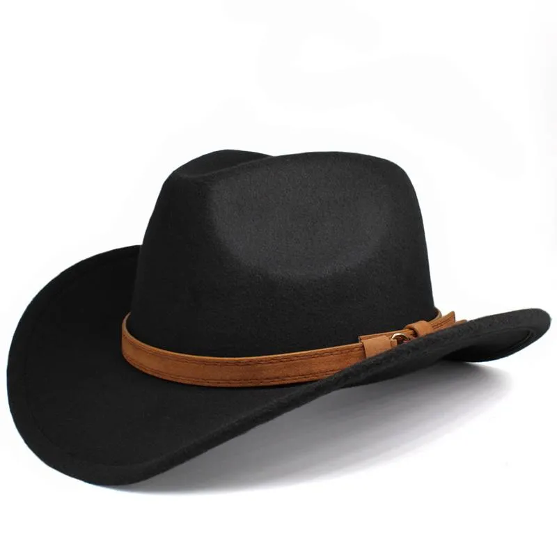 Wide Brim Hats Ethnic Style Cowboy Hat Fashion Chic Unisex Solid Color Jazz With Bull Shaped Decor Western