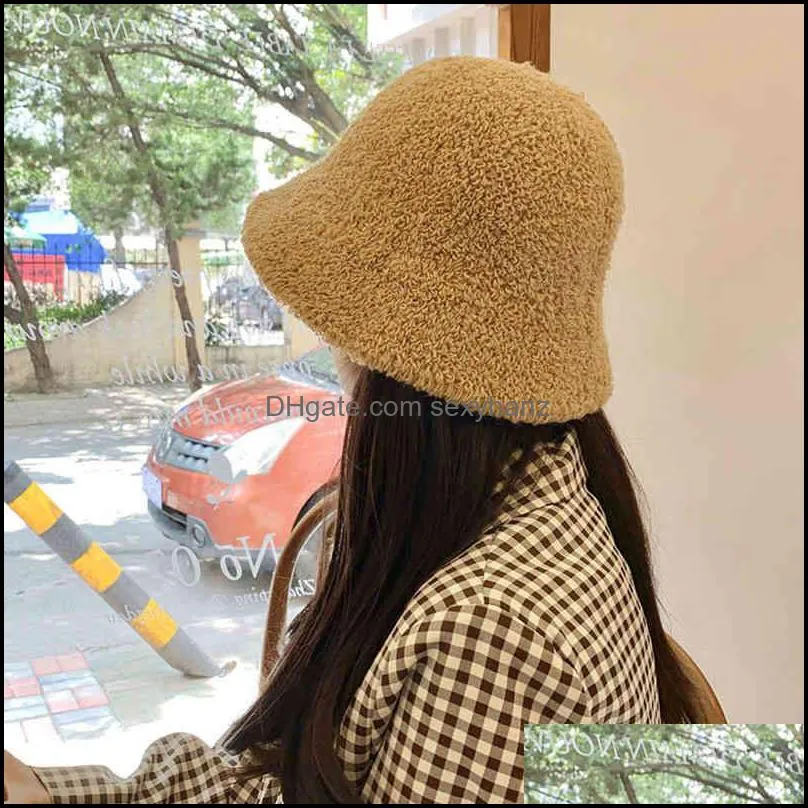 Hats Designer Temperament Style Thickened Plush Knitted Casual and Versatile Basin to Keep Warm in Winter