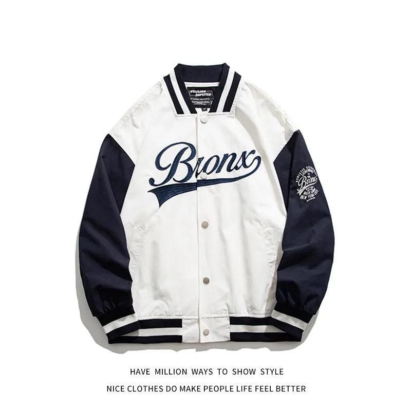 Mäns Jackor Ankomst Höst och Vår Tunna Ljusbrev Emrboidi Baseball Bomber Jacka Patchwork Unisex Kvinnors Varsity Coat