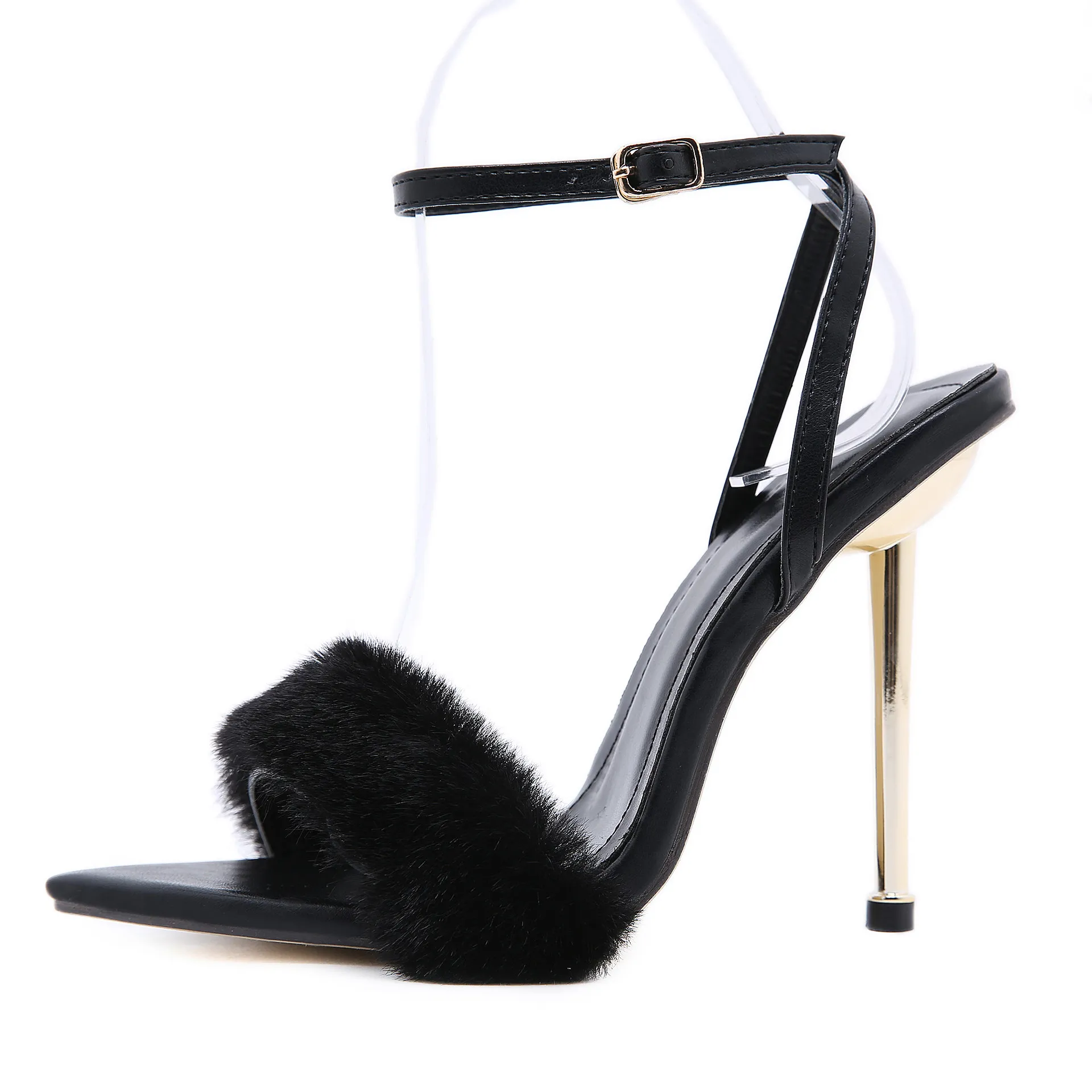Buy Fluffy Faux Fur High Heel Dress Sandal On Platform & Ankle Strap Online  at desertcartINDIA