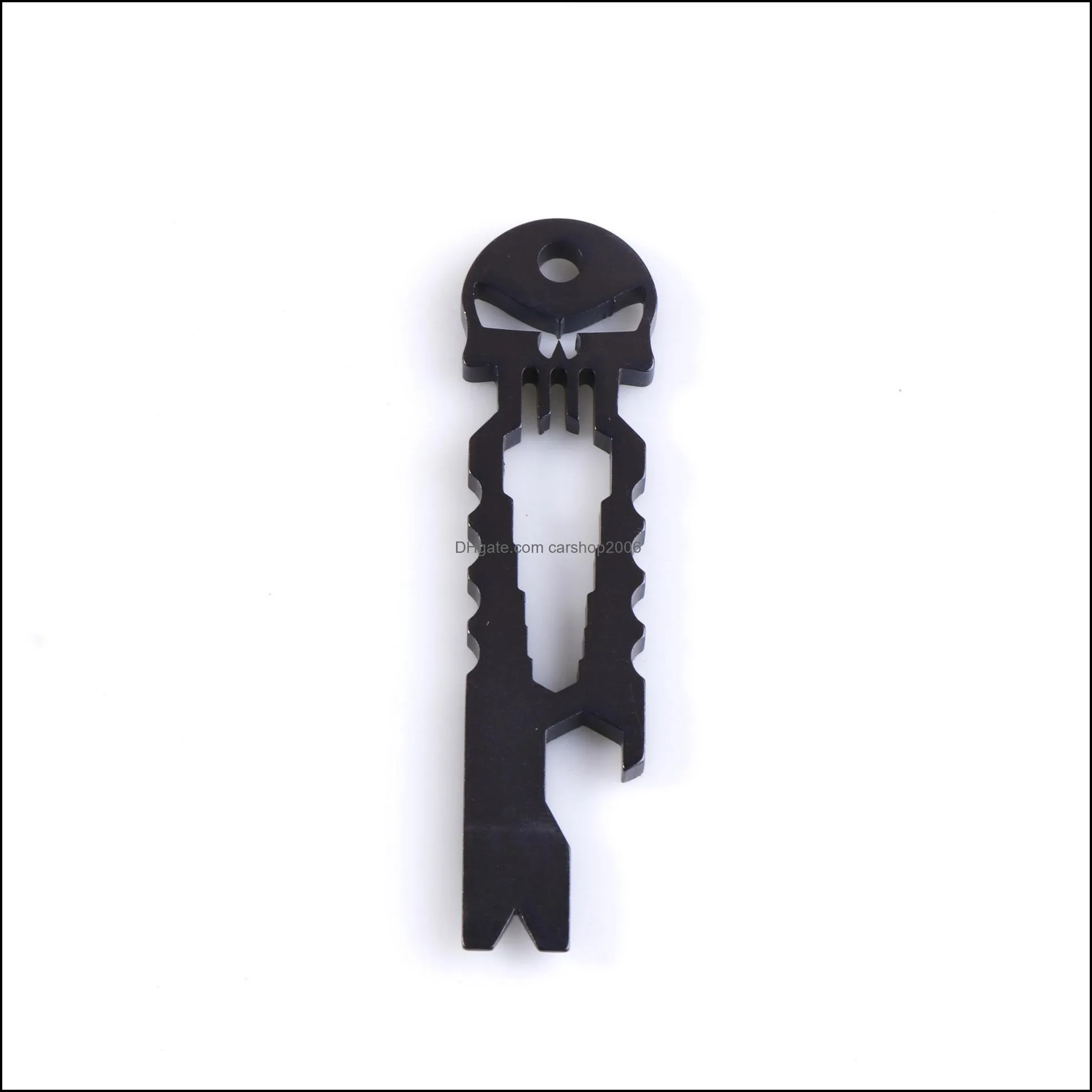 Outdoor Stainless Skull EDC Multifunction Tool Key Chain Bottle Opener 4 Color New GWD11680