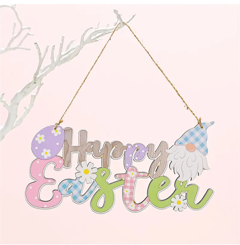 Easter Wooden Ornament Party Joy Hop Hanging Pendants for Spring Easter Day Home Office Decoration