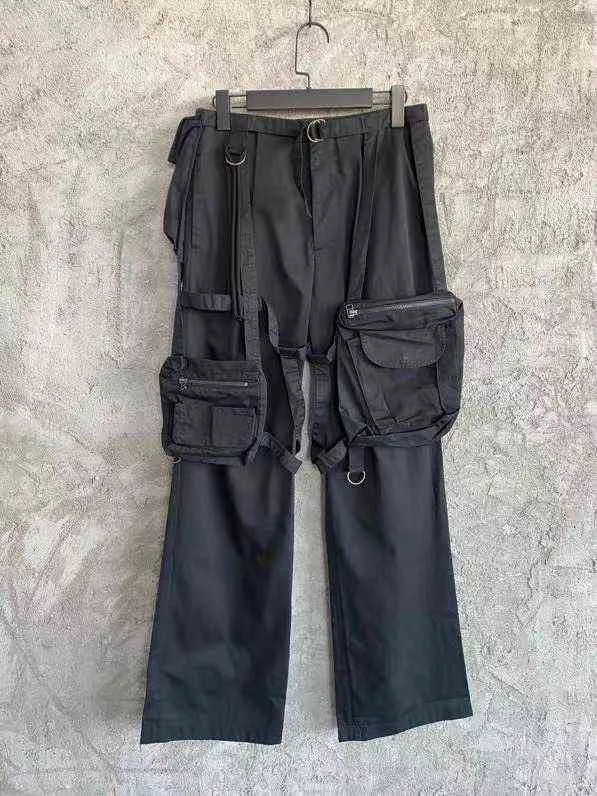 حزام الرجال جيوب متعددة السراويل البضائع السوداء H1223