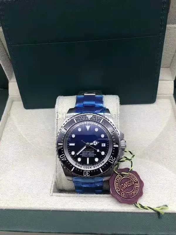 2021 Master Mens de Luxo Assista Deep Cerâmica Bezel Sea-morador De Aço Inoxidável Glide Lock Clasp Automático Relógios Mecânicos Mecânicos