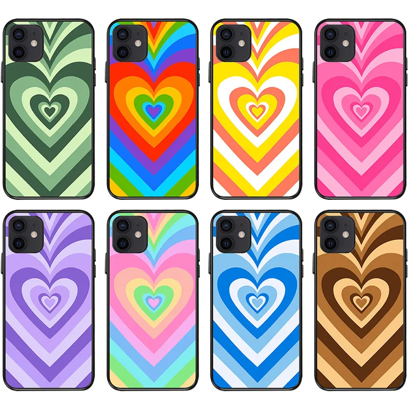 Étuis de téléphone pour Iphone 13 12 Mini 11 Pro Max Xs X Xr 6 7 8 Plus étui de téléphone portable motif Simple Illustration modèle de Couple d'amour