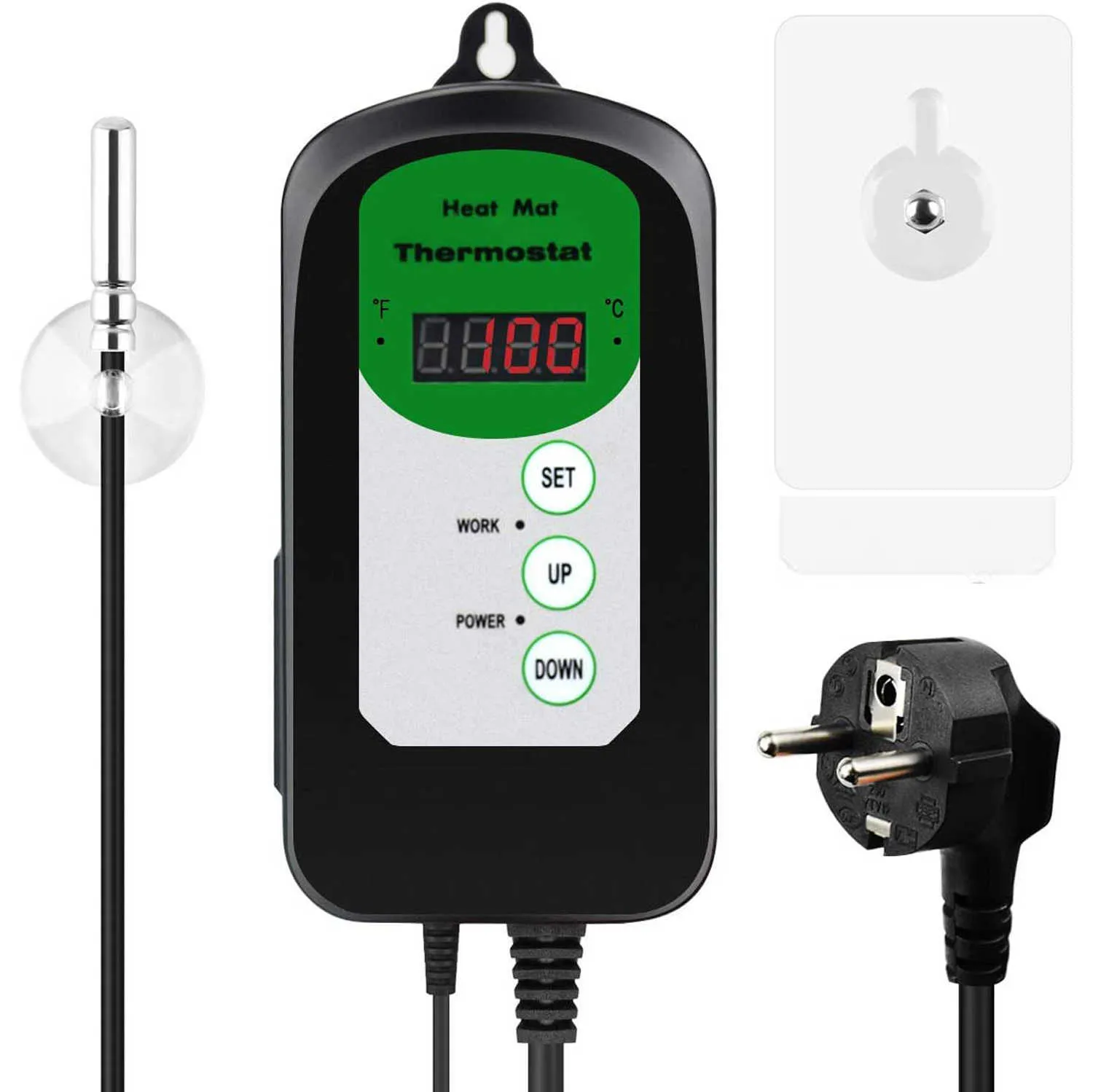 METERK Elektronisk termostat LED Digital Termoregulator Avelstemperaturregulator Termoelement med socket AC 90V ~ 250V 210719