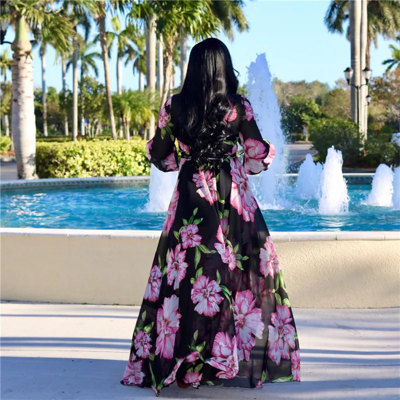 【I AM MARI】Mellow Shirring Wrap Flower Chiffon One Piece DHgate.com:Flowy Chiffon Maxi Dress with One-Piece Sleeve