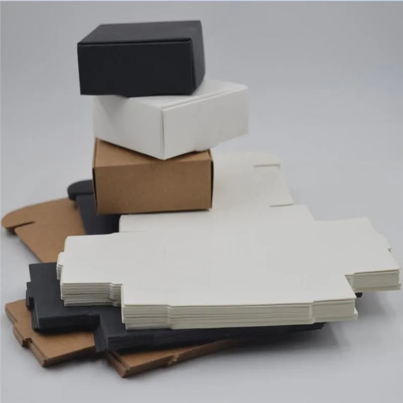 Envoltório de presente 10pcs preto branco kraft papel caixa de dobramento de papelão embalagem mini handmade sabão diy artesanato jóias