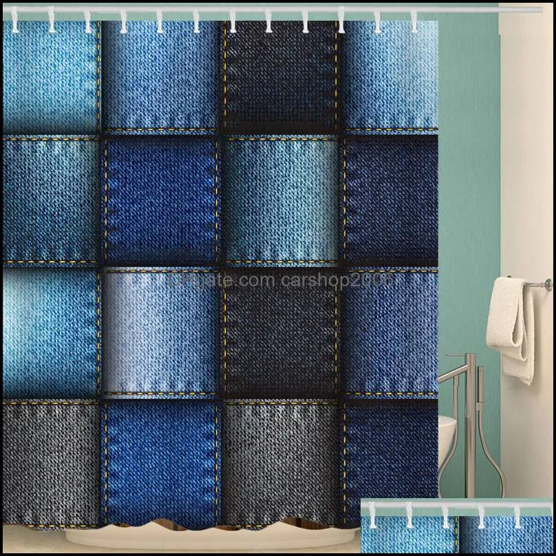 Shower Curtains 3D Lattice 2 Color Curtain Bathroom Polyester Waterproof Green Plant 180x200cm With Hook Cortina