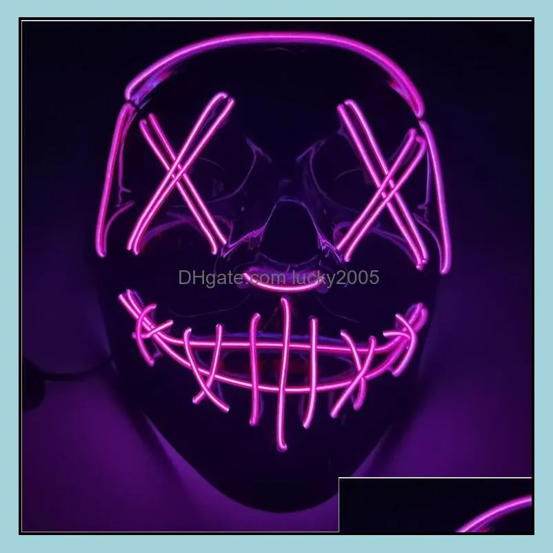 Halloween Funny Mask LED Light Up The Purge Election Year Great Festival Cosplay Costume Supplies Party Masks