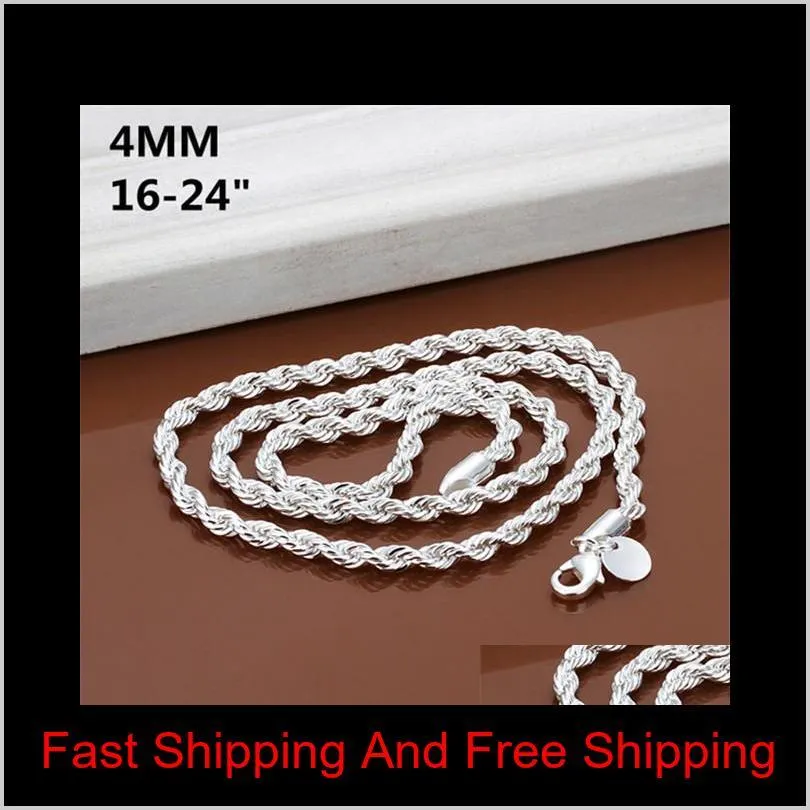 new arrival flash twisted rope necklace men sterling silver plate necklace stsn067,fashion 925 silver chains necklace factory direct