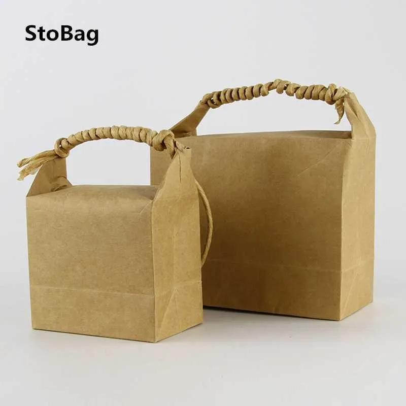 Stobag 10 قطعة / الوحدة مقبض الأرز / الشاي تغليف مربع حزب الحدث هدية لوازم للمنزل اليدوية لوازم الديكور أكياس 210602