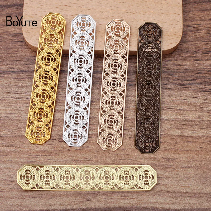 BoYuTe (30 Pieces/Lot) 82*15MM Metal Brass Stamping Plate Filigree Diy Hand Made Jewelry Findings Components