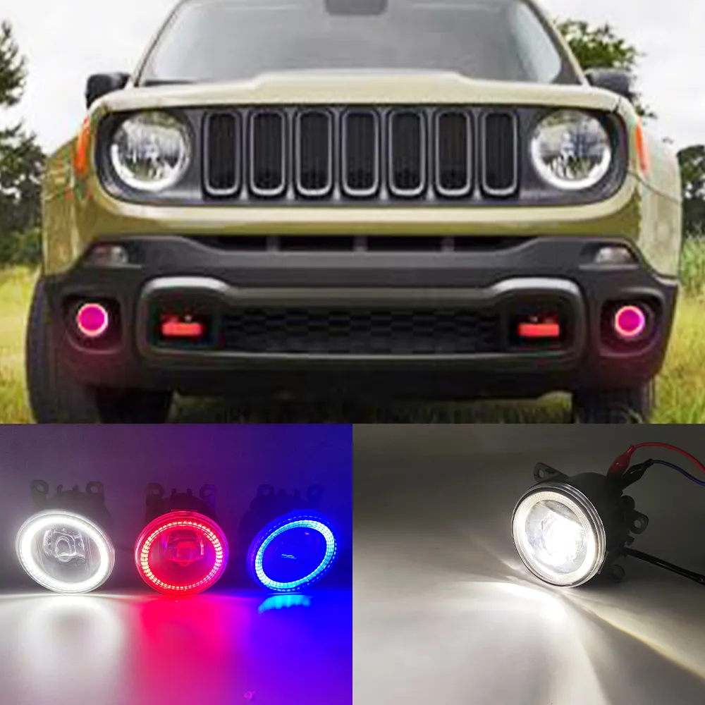 2 функции Автоматические светодиодные DRL Daytime Hunce Light для Jeep Renegade 2016 2017 2018 автомобиль Ангел Глаза Фог Лампа Фог свет