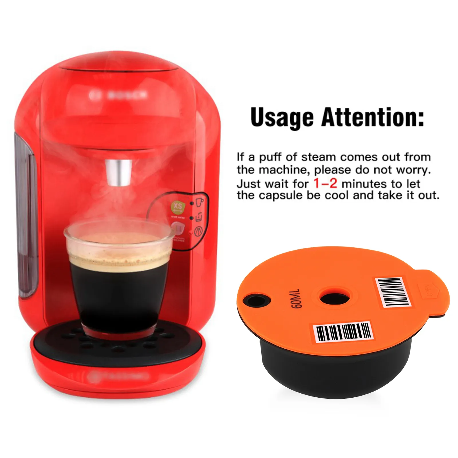 Capsule riutilizzabili per macchina da caffè Bosch Tassimo con coperchi
