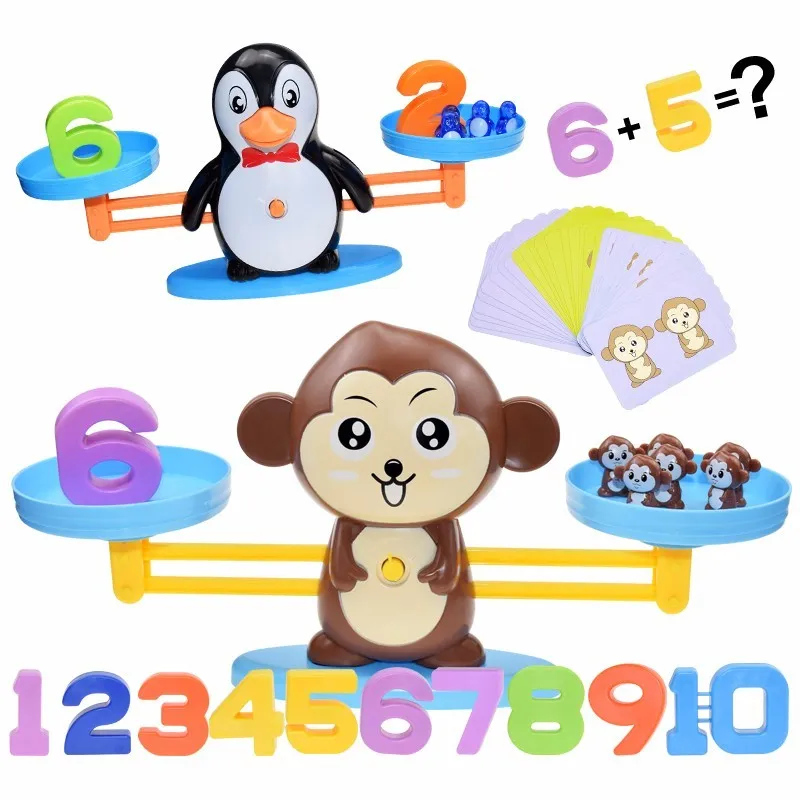 Digitale Aap Pinguïn Balancing Scale Educatieve Math Number Board Game Kids Leren Montessori Mathematics Toys Factory Beste
